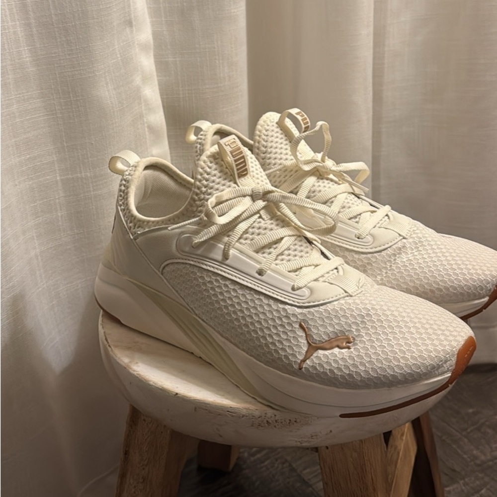 Puma White and Tan Athletic Shoes
